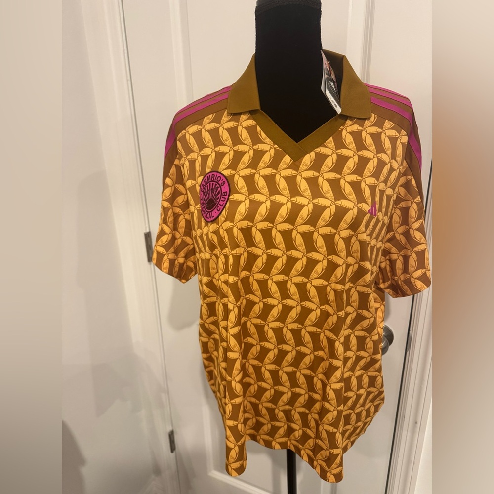 FARM Rio/ Adidas Collaboration Brown and Pink Patterned Top